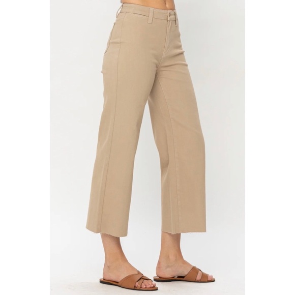 Size 22W Judy Blue High Waist Cropped Raw Hem Wide Leg Jeans Pants - Picture 3 of 6